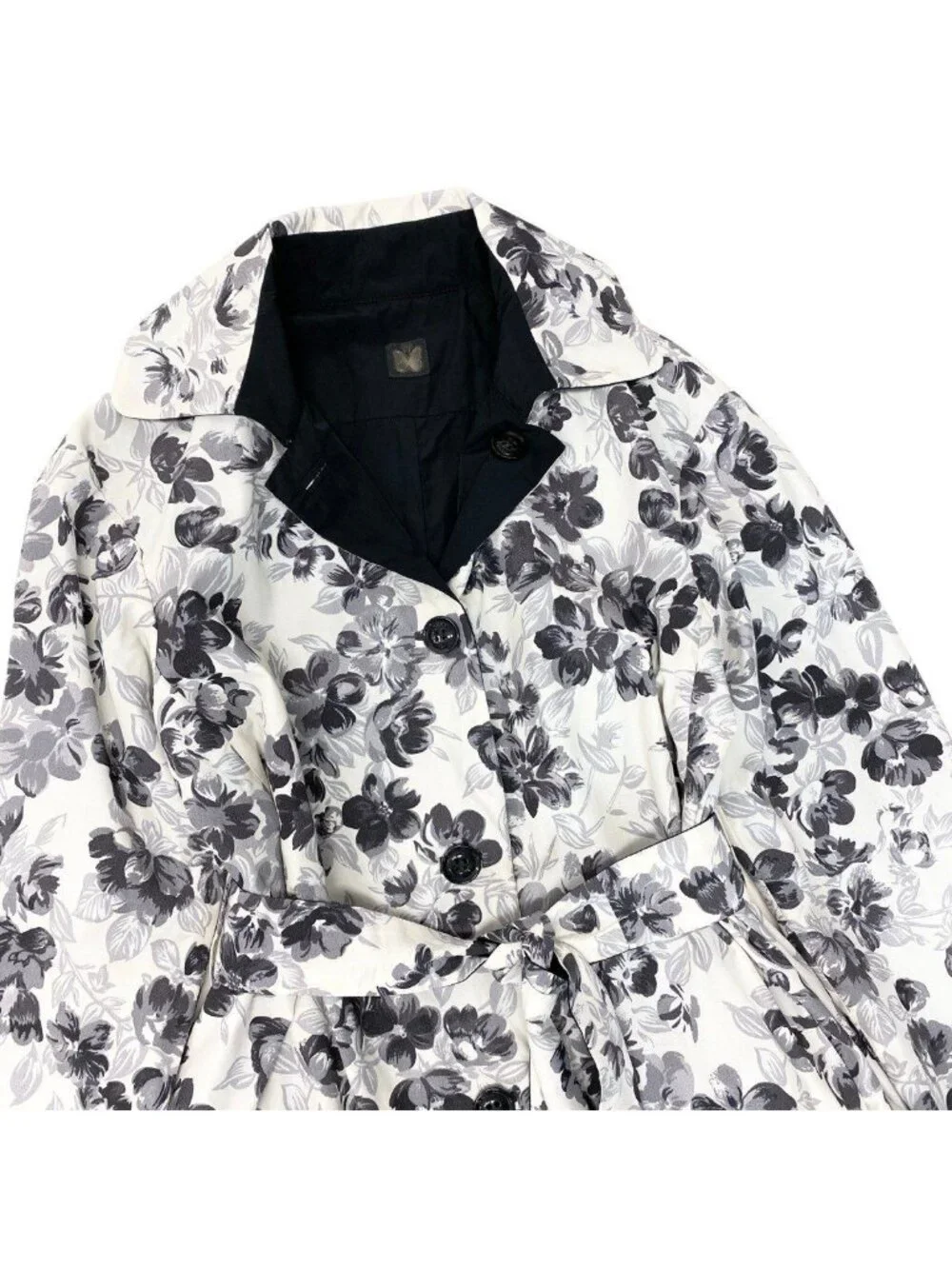 Max Mara Weekend Reversible Soutien Collar Coat Floral Print Lightweight 40